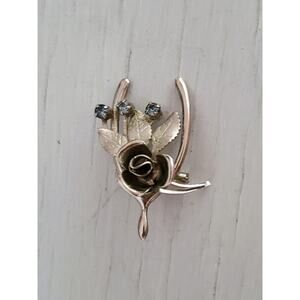 Vintage Silver tone Floral Wishbone Pin Brooch